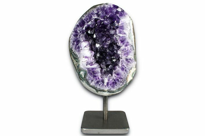 Dark Purple Amethyst Geode On Metal Stand - Uruguay #368773